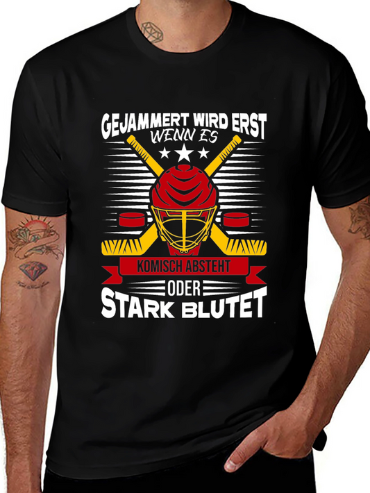 Hockey Helmet T-Shirt: Gejammert Wird Erst Funny German Quote Tee