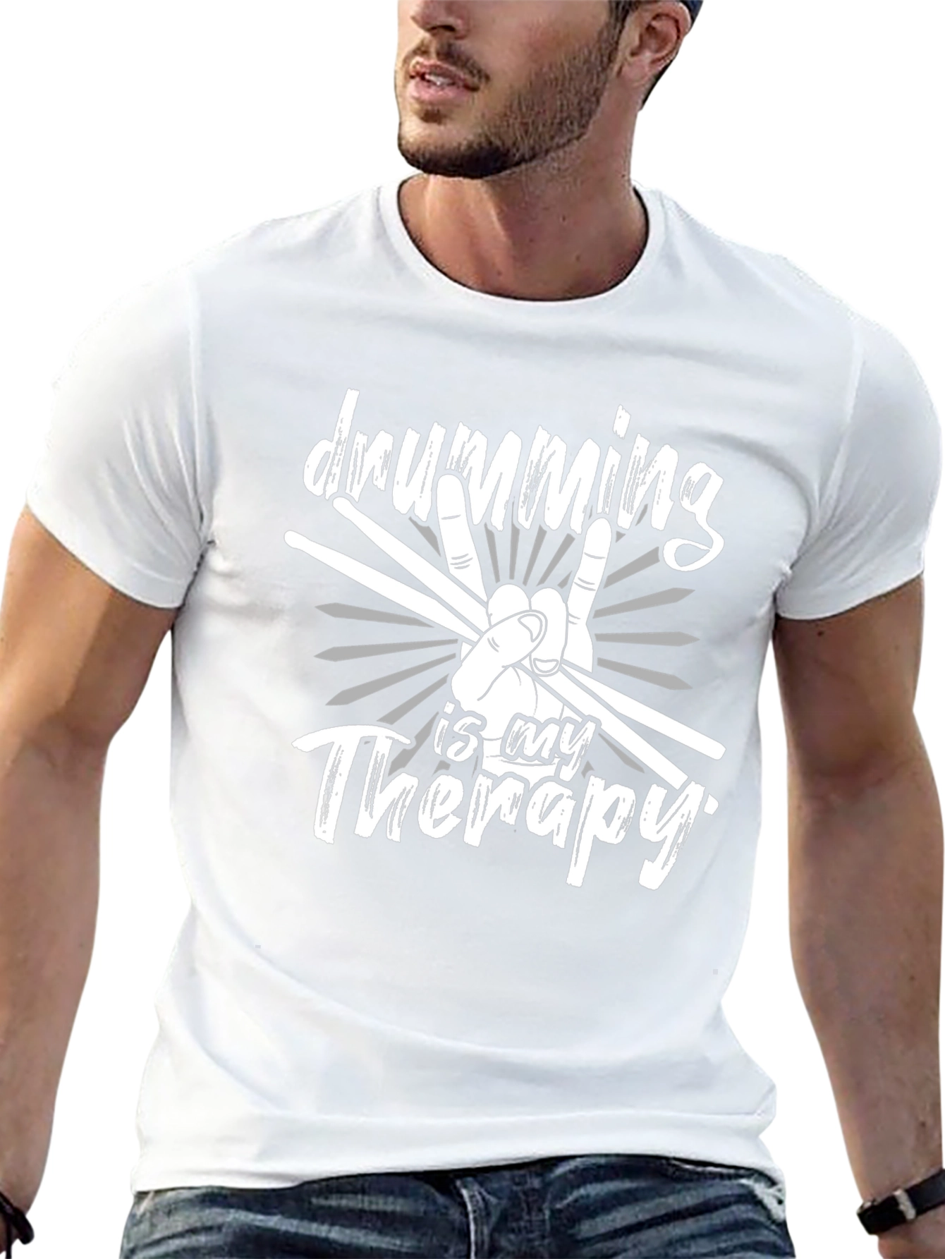 Drumming Therapy Tee - Musicians Black T-Shirt