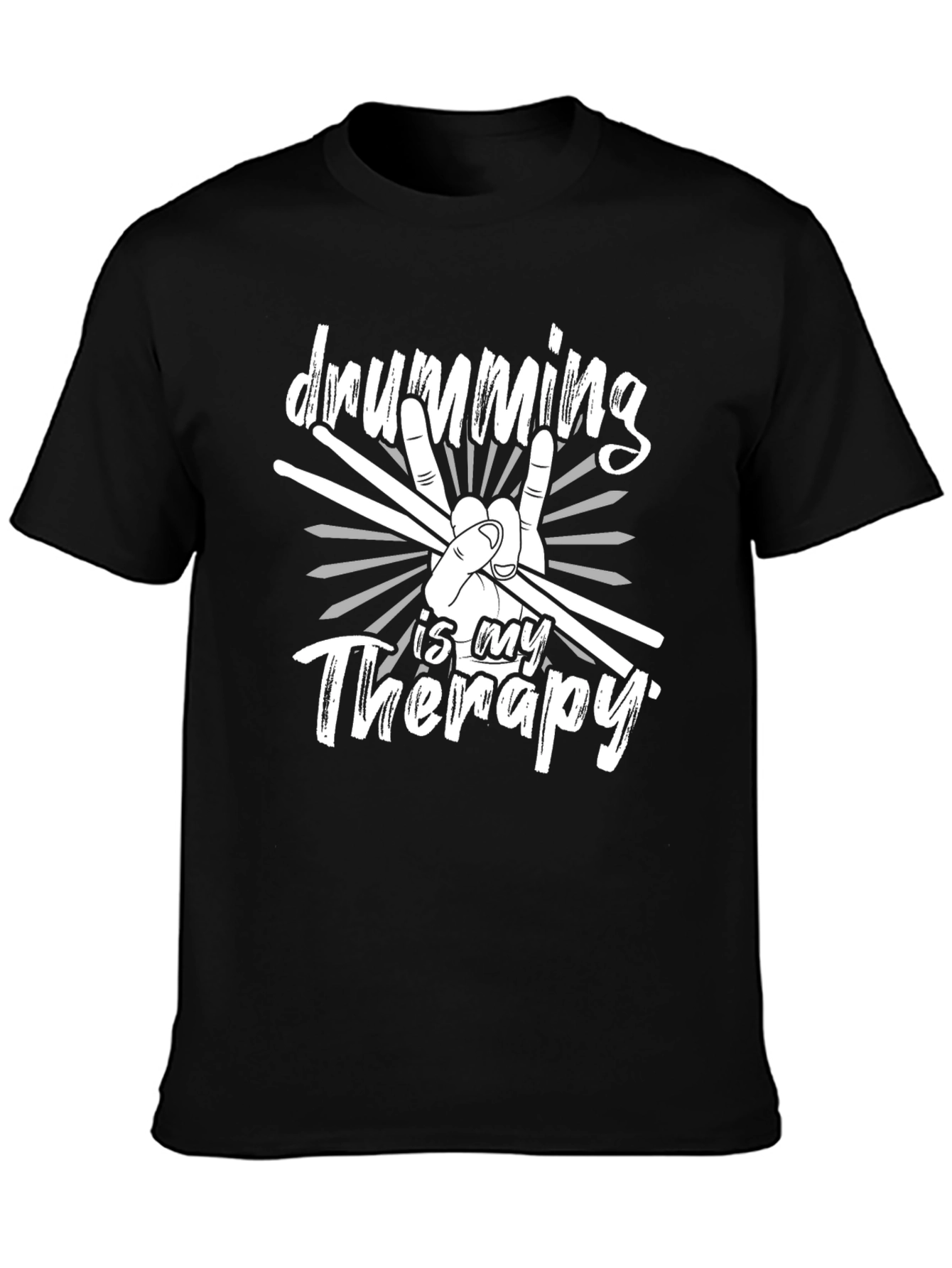 Drumming Therapy Tee - Musicians Black T-Shirt