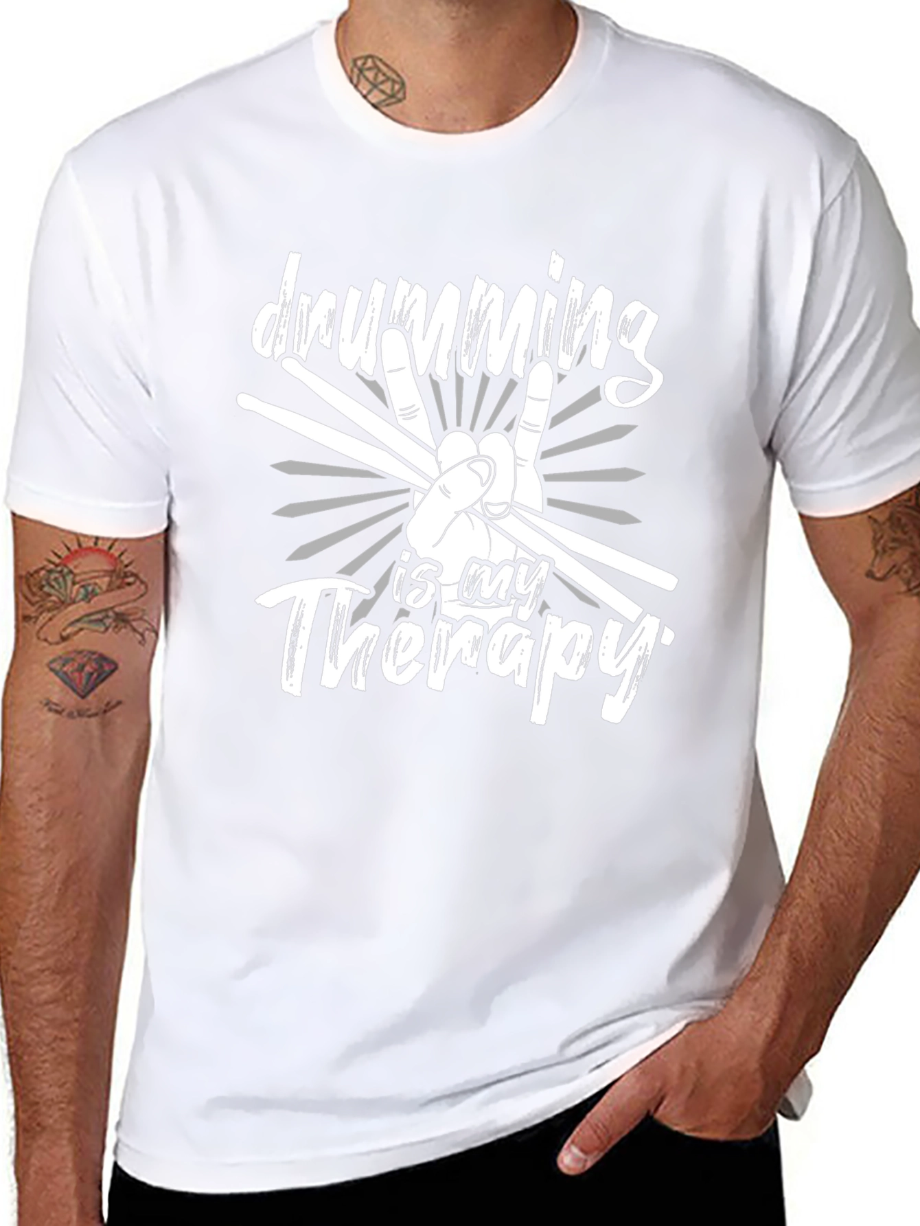 Drumming Therapy Tee - Musicians Black T-Shirt