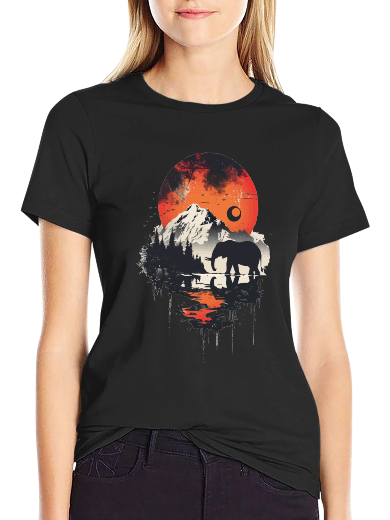 Elephant Mountain Silhouette Graphic Tee