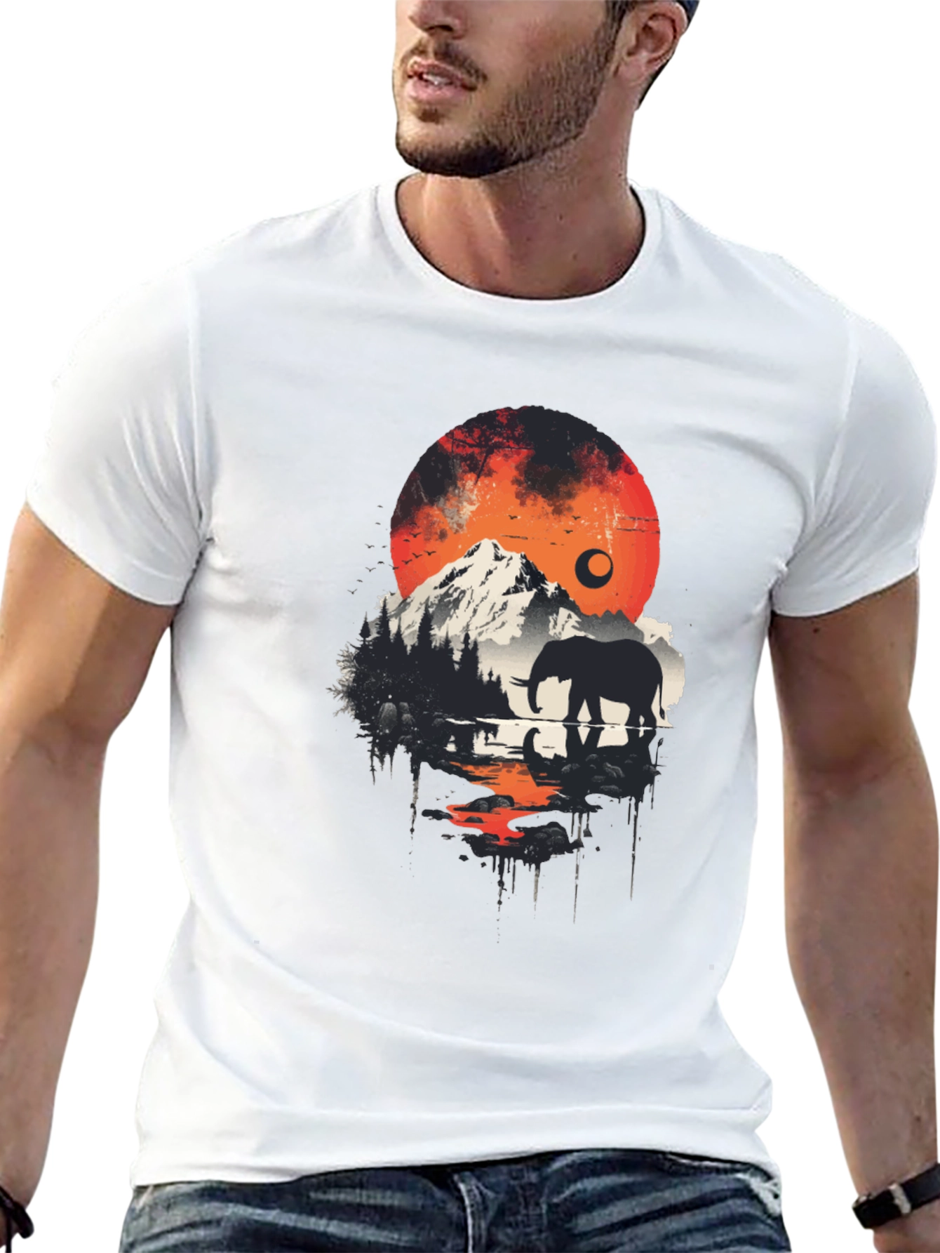 Elephant Mountain Silhouette Graphic Tee