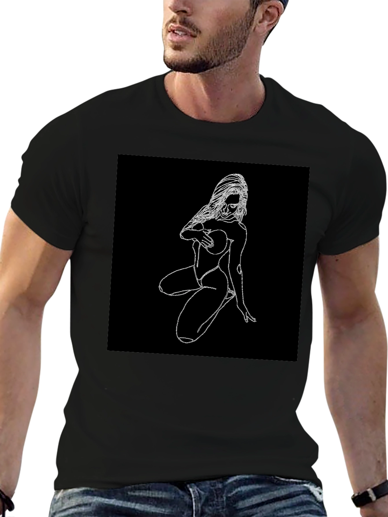 Edgy Graphic Tee - Minimalist Woman Design