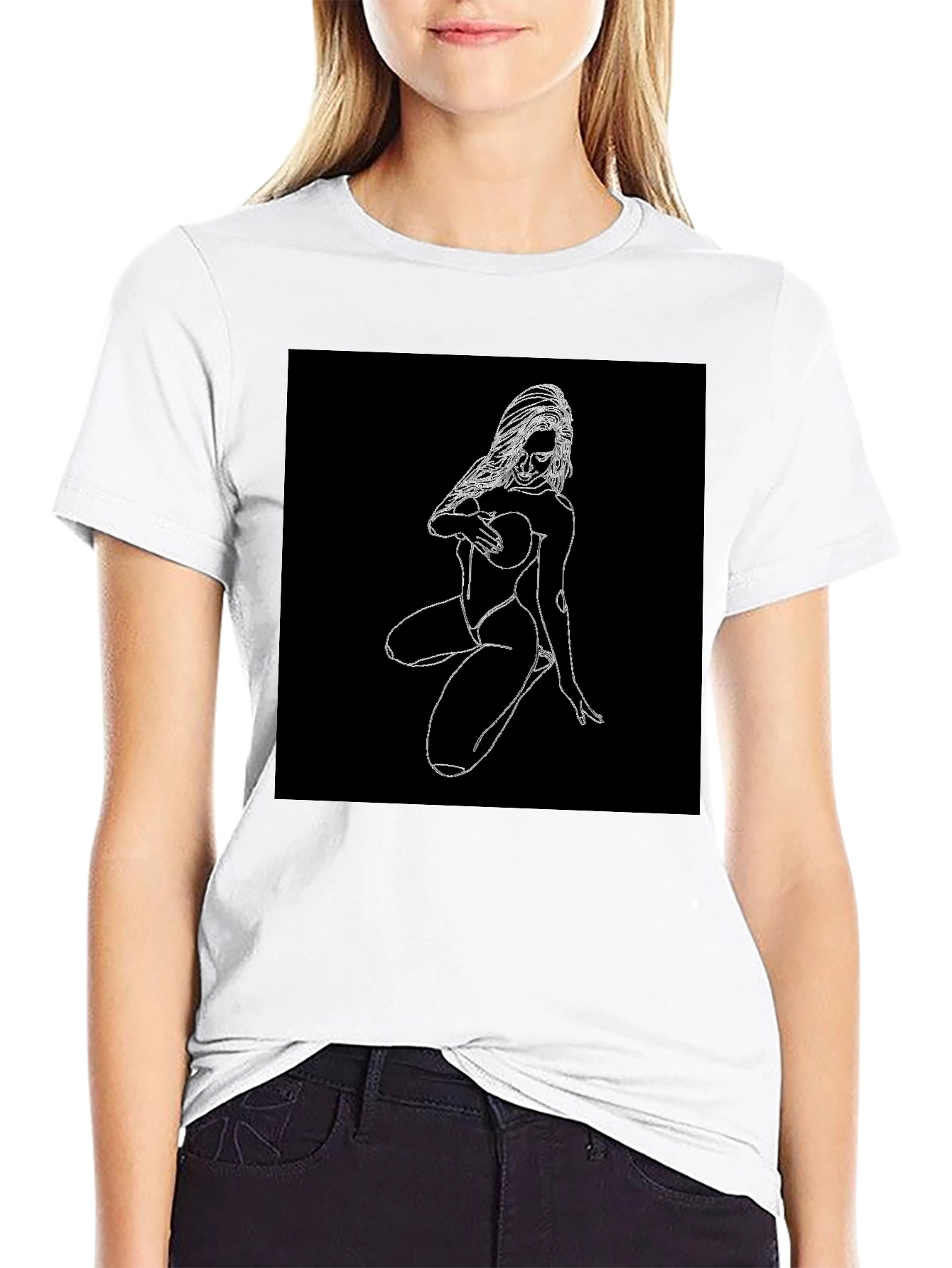 Edgy Graphic Tee - Minimalist Woman Design