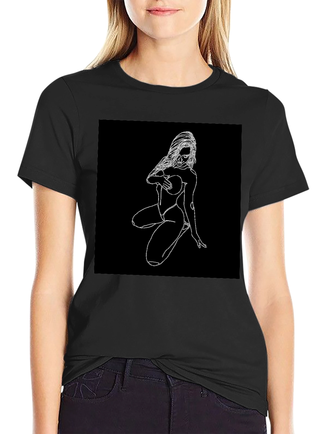 Edgy Graphic Tee - Minimalist Woman Design