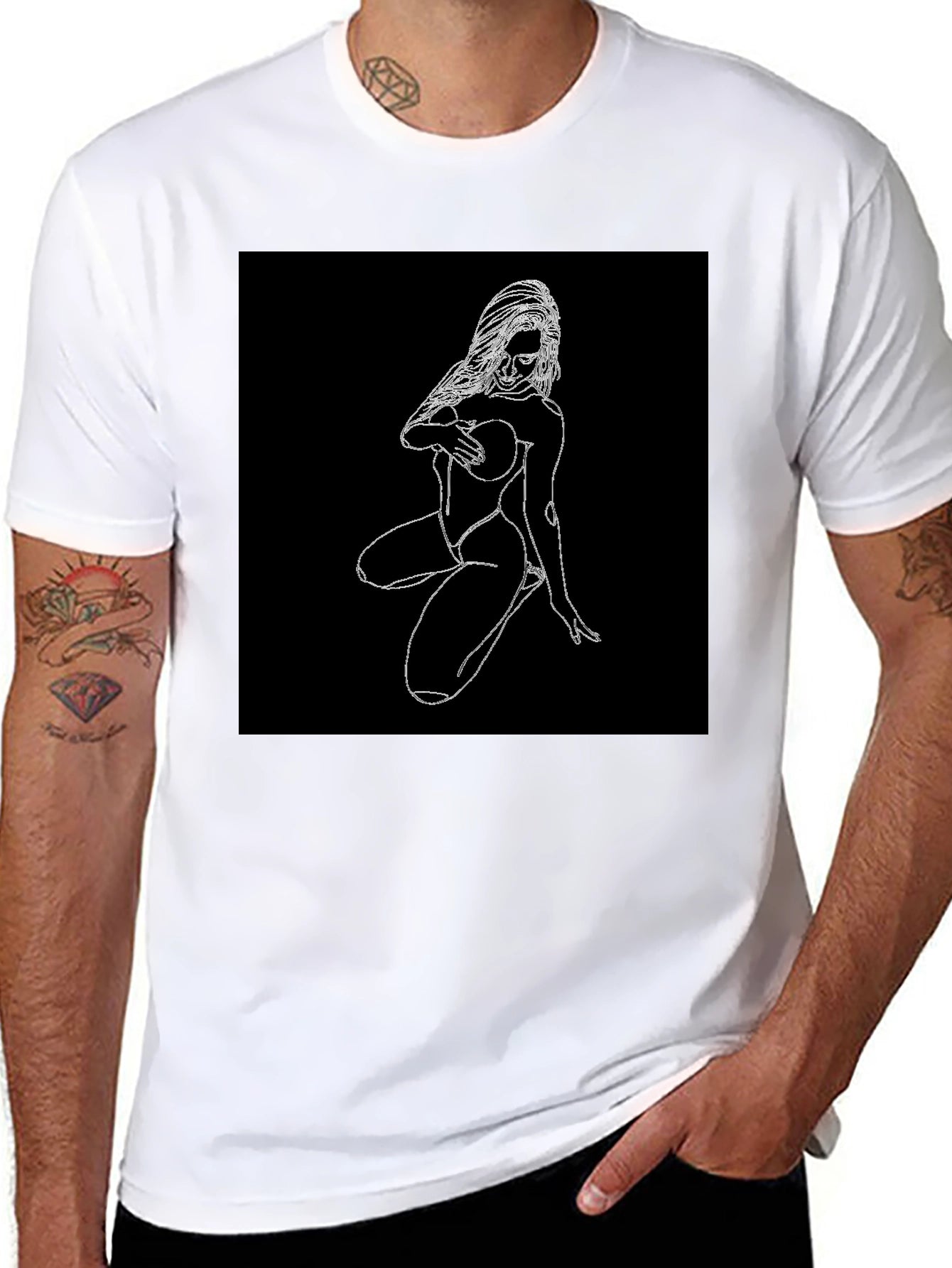 Edgy Graphic Tee - Minimalist Woman Design
