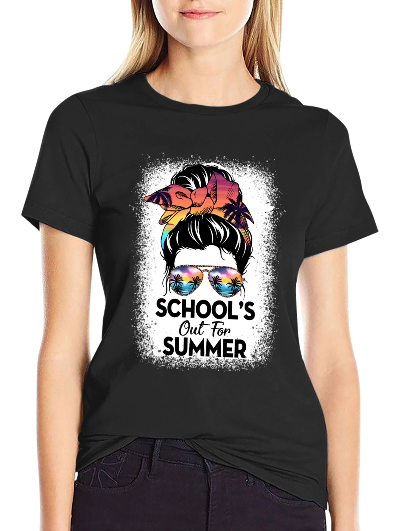 Schools Out for Summer Messy Bun T-Shirt