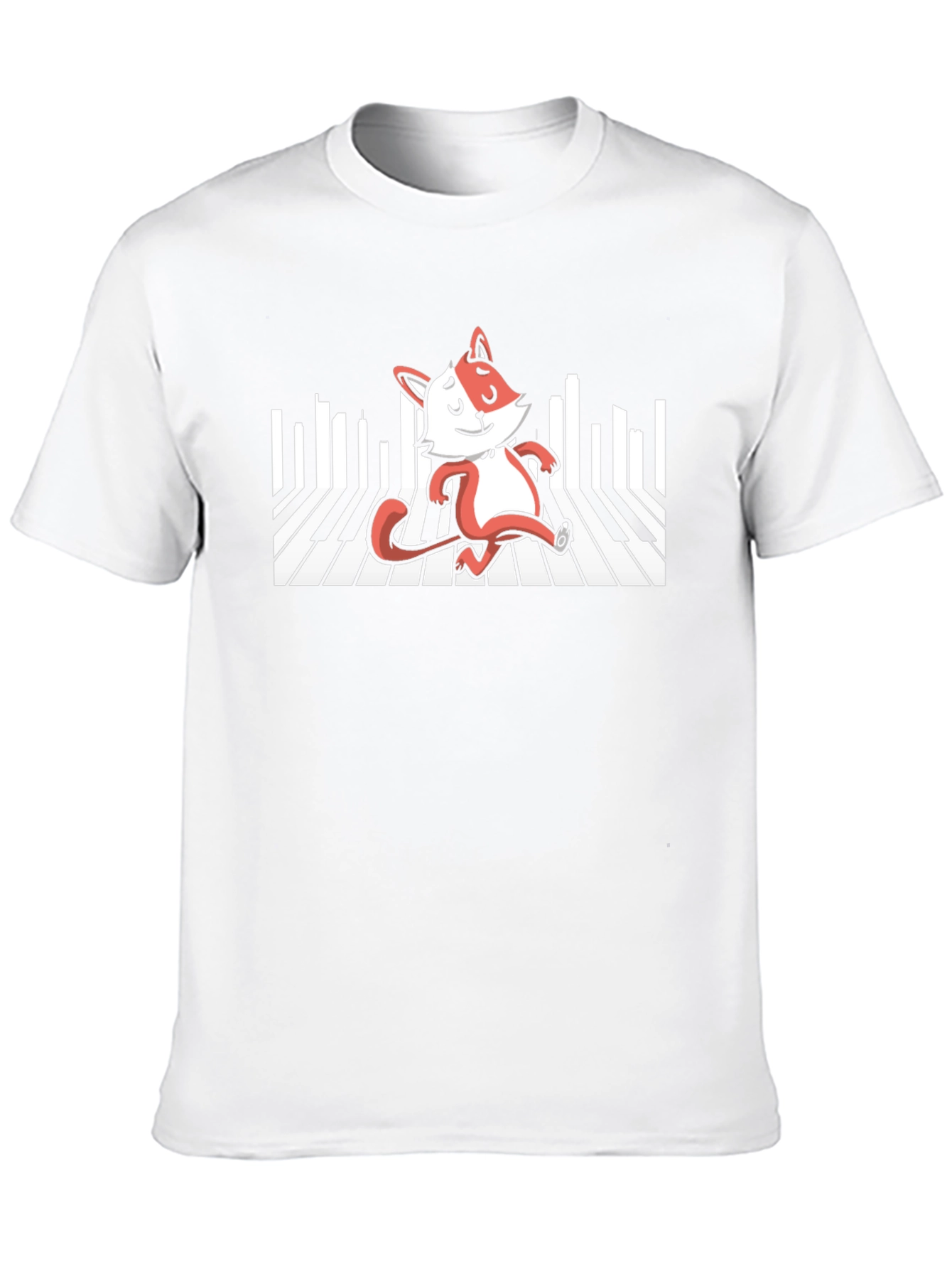 Fox Playing Piano T-Shirt - Black Cotton Tee