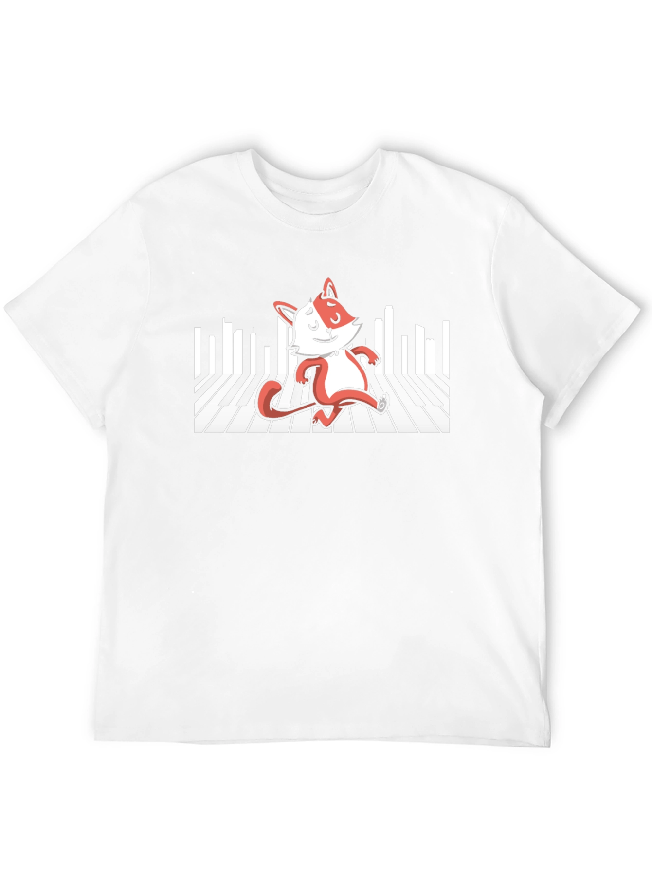 Fox Playing Piano T-Shirt - Black Cotton Tee
