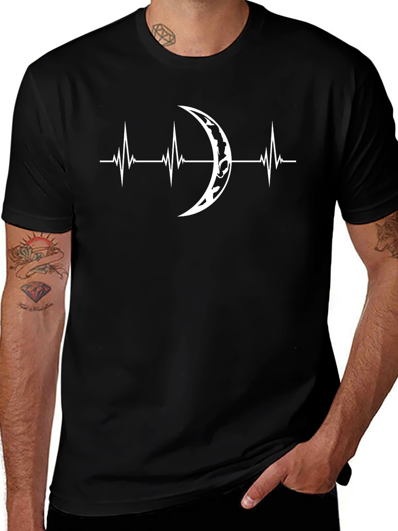 Moon Heartbeat T-Shirt - Unique Celestial Graphic Tee