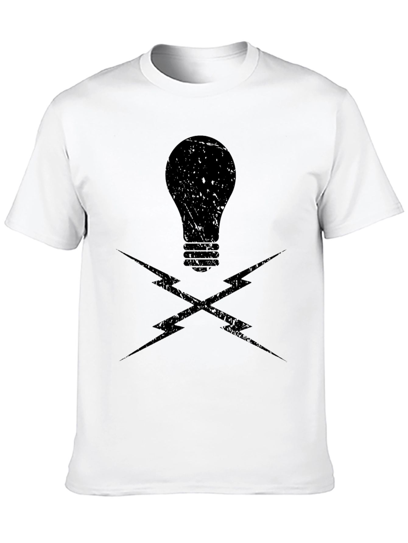 Edgy Lightbulb & Lightning Bolt Graphic T-Shirt