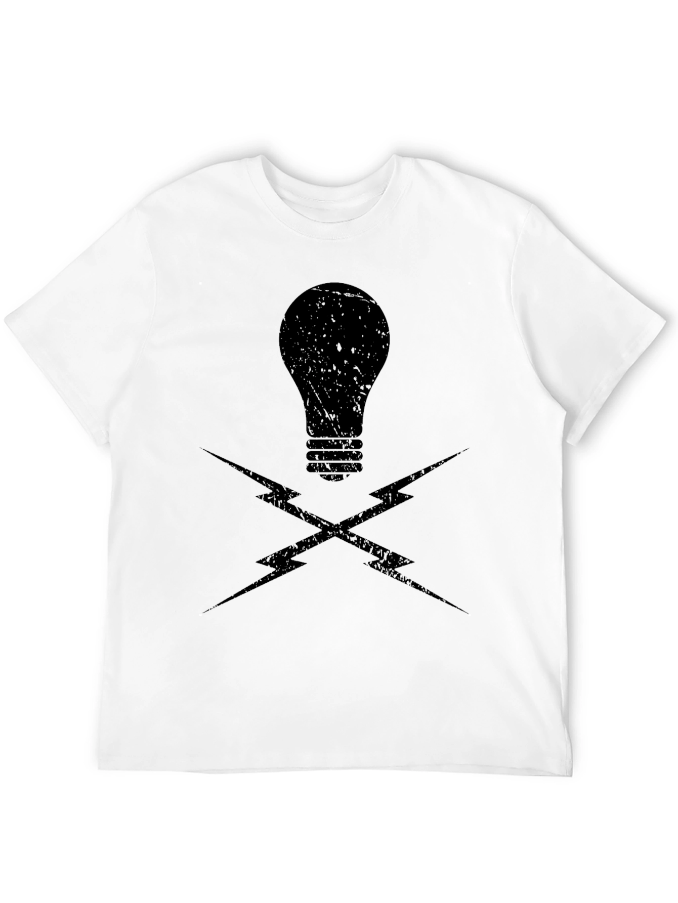 Edgy Lightbulb & Lightning Bolt Graphic T-Shirt