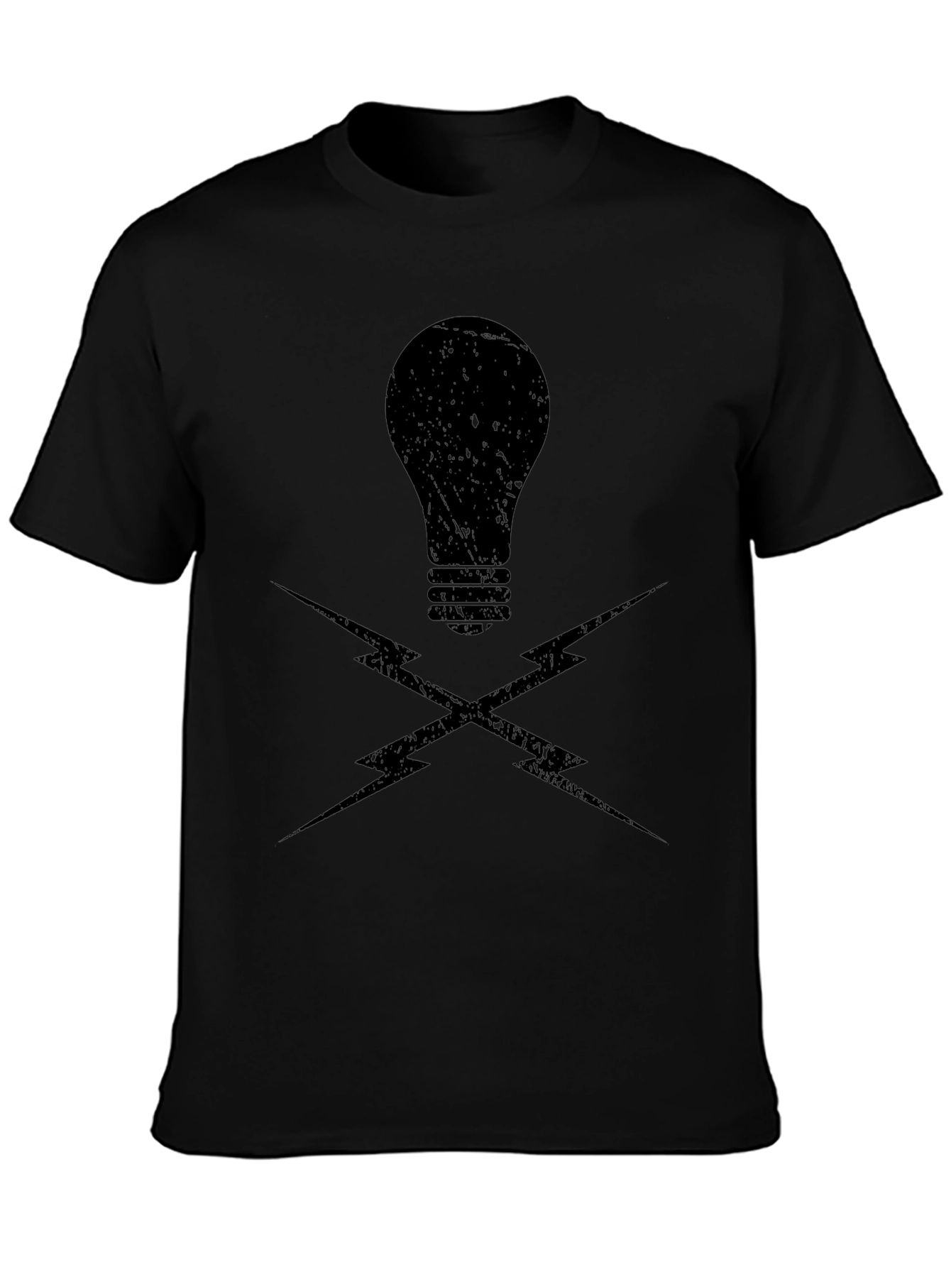 Edgy Lightbulb & Lightning Bolt Graphic T-Shirt