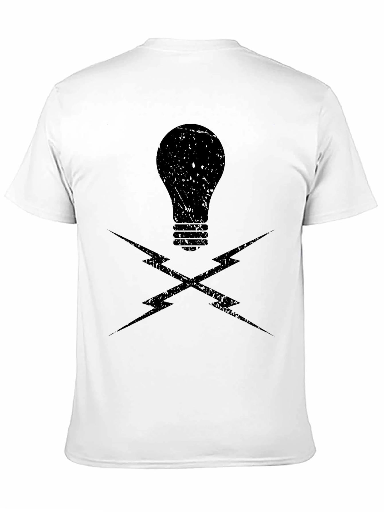 Edgy Lightbulb & Lightning Bolt Graphic T-Shirt