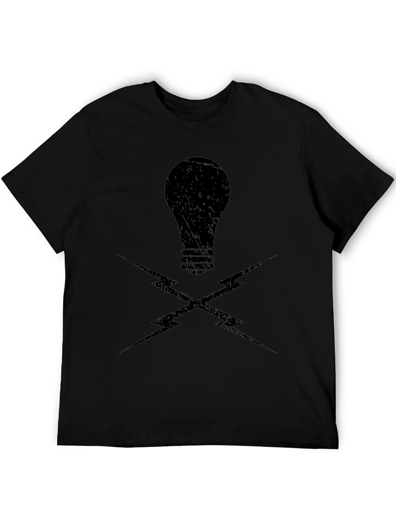 Edgy Lightbulb & Lightning Bolt Graphic T-Shirt