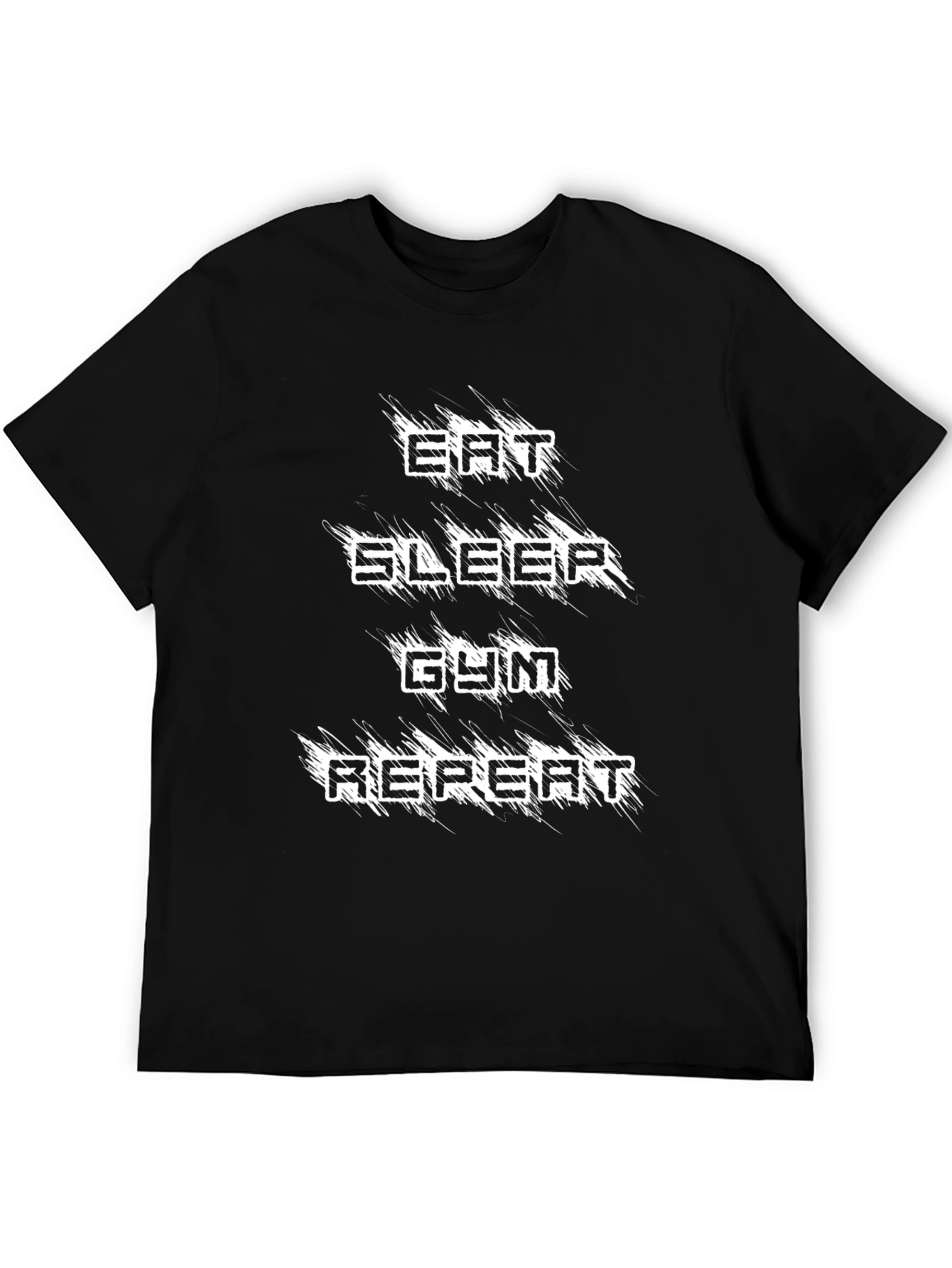 Eat Sleep Gym Repeat Black Graphic Tee