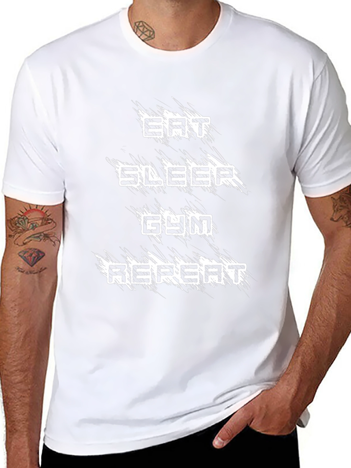 Eat Sleep Gym Repeat Black Graphic Tee