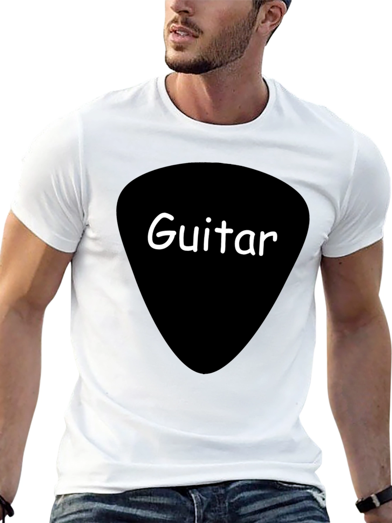Guitar Pick Graphic Tee - Black Cotton T-Shirt