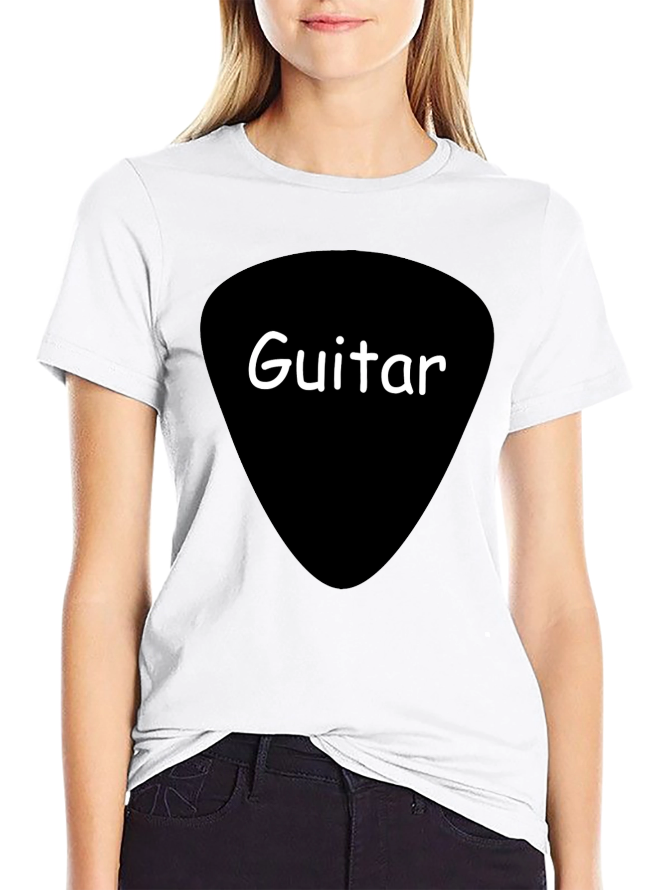 Guitar Pick Graphic Tee - Black Cotton T-Shirt