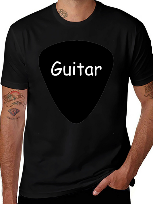 Guitar Pick Graphic Tee - Black Cotton T-Shirt