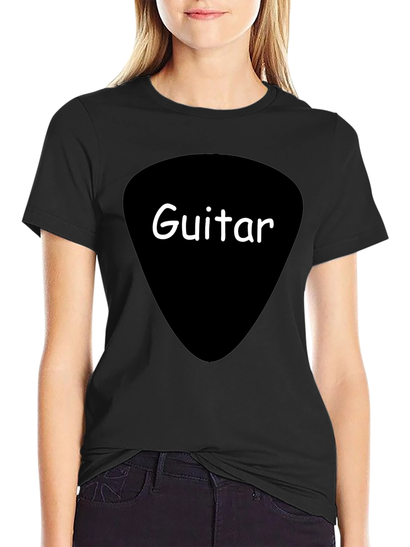 Guitar Pick Graphic Tee - Black Cotton T-Shirt