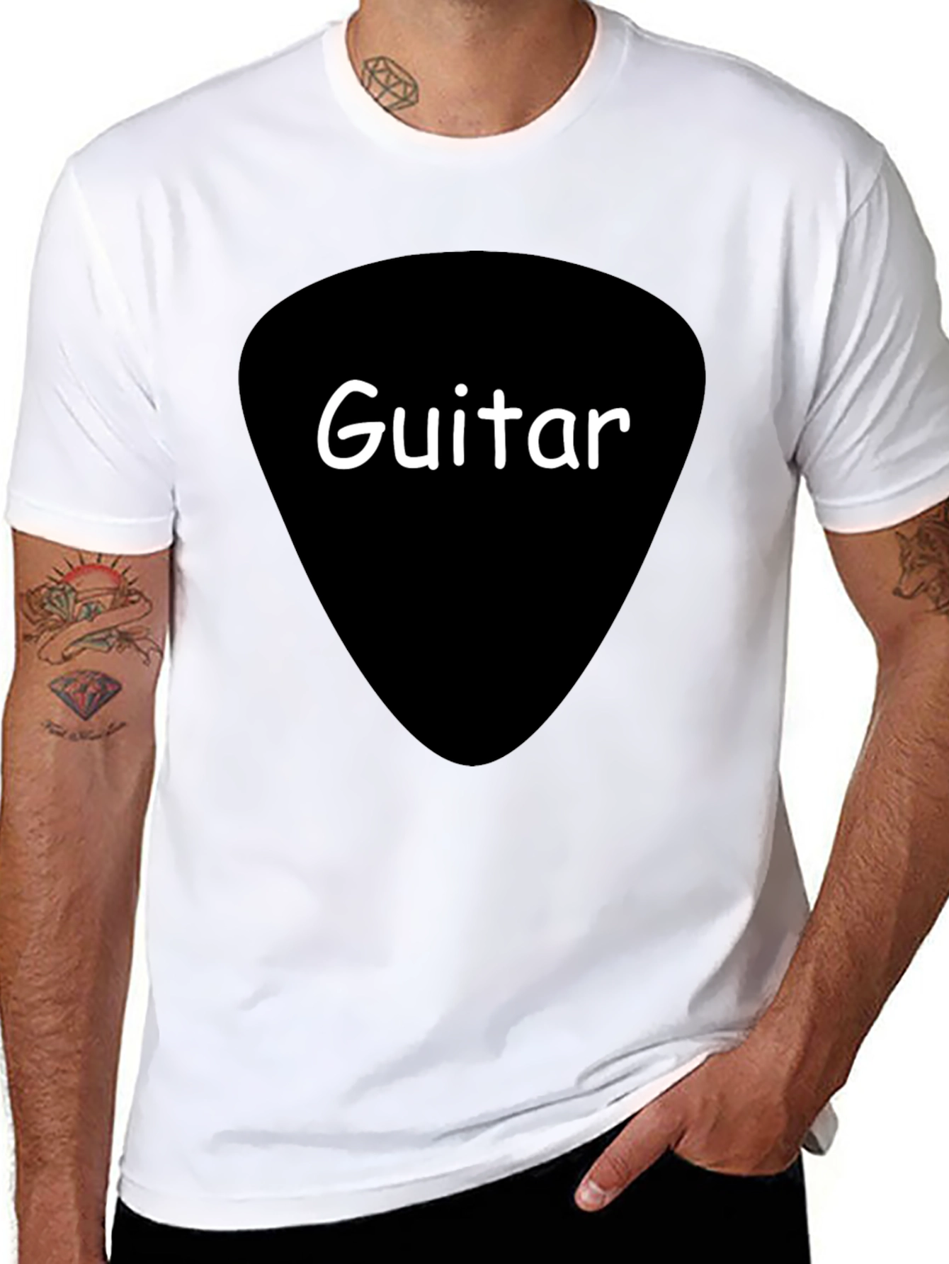 Guitar Pick Graphic Tee - Black Cotton T-Shirt