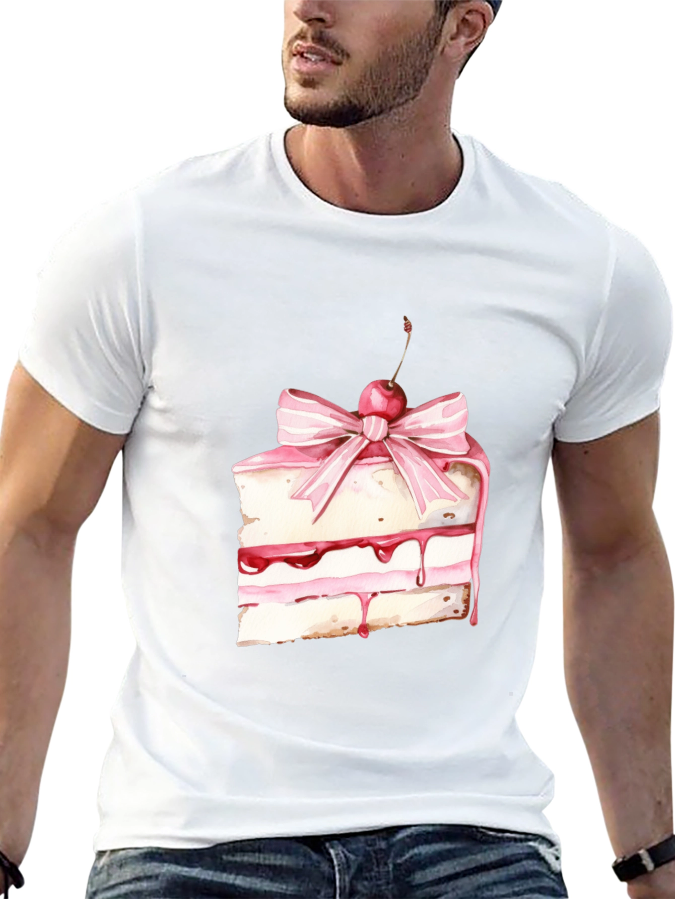 Sweet Treat Tee: Cake Slice Graphic Black T-Shirt