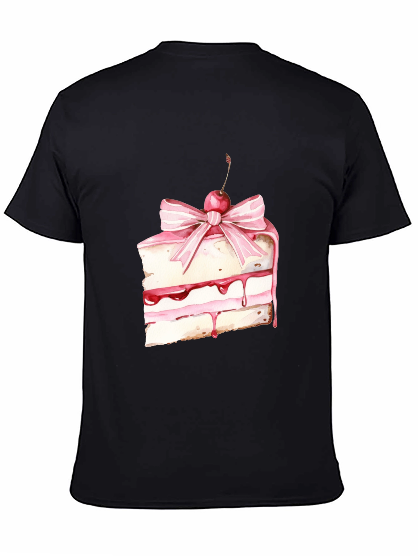 Sweet Treat Tee: Cake Slice Graphic Black T-Shirt