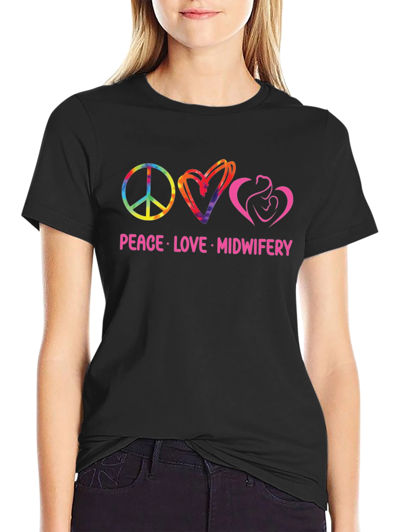 Peace Love Midwifery Graphic T-Shirt