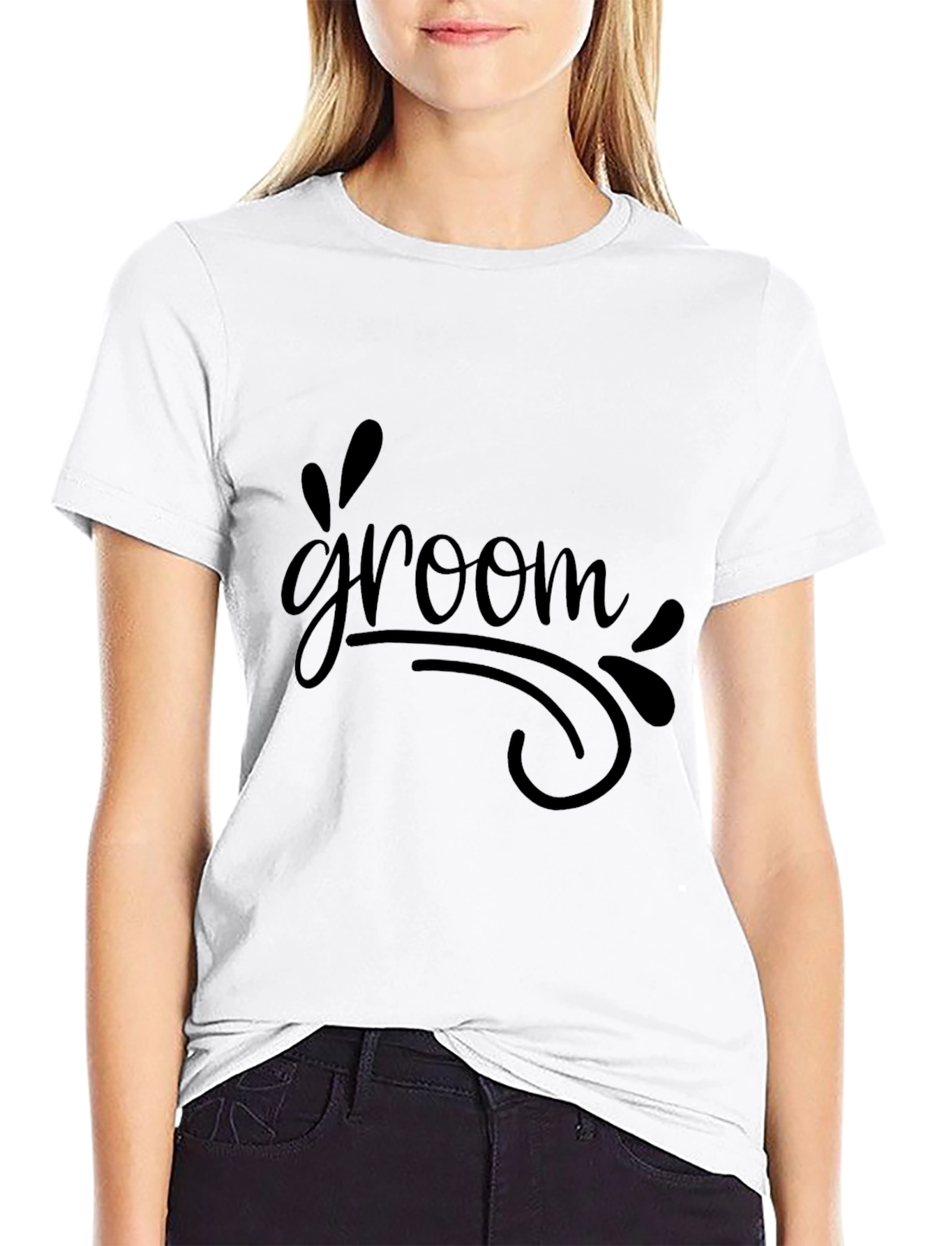 Groom T-Shirt - Black Crew Neck Wedding Apparel