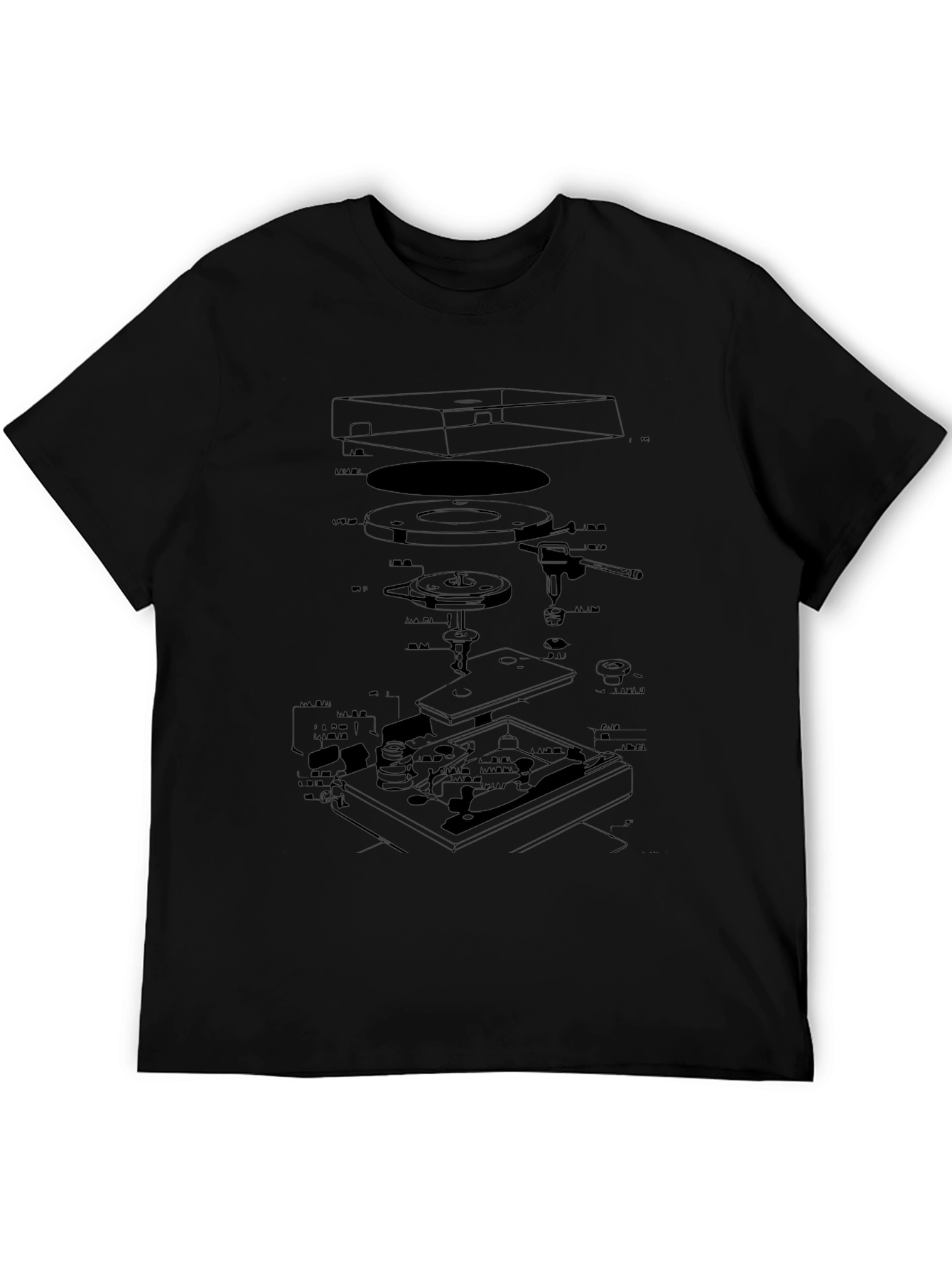 Turntable Schematic Black T-Shirt