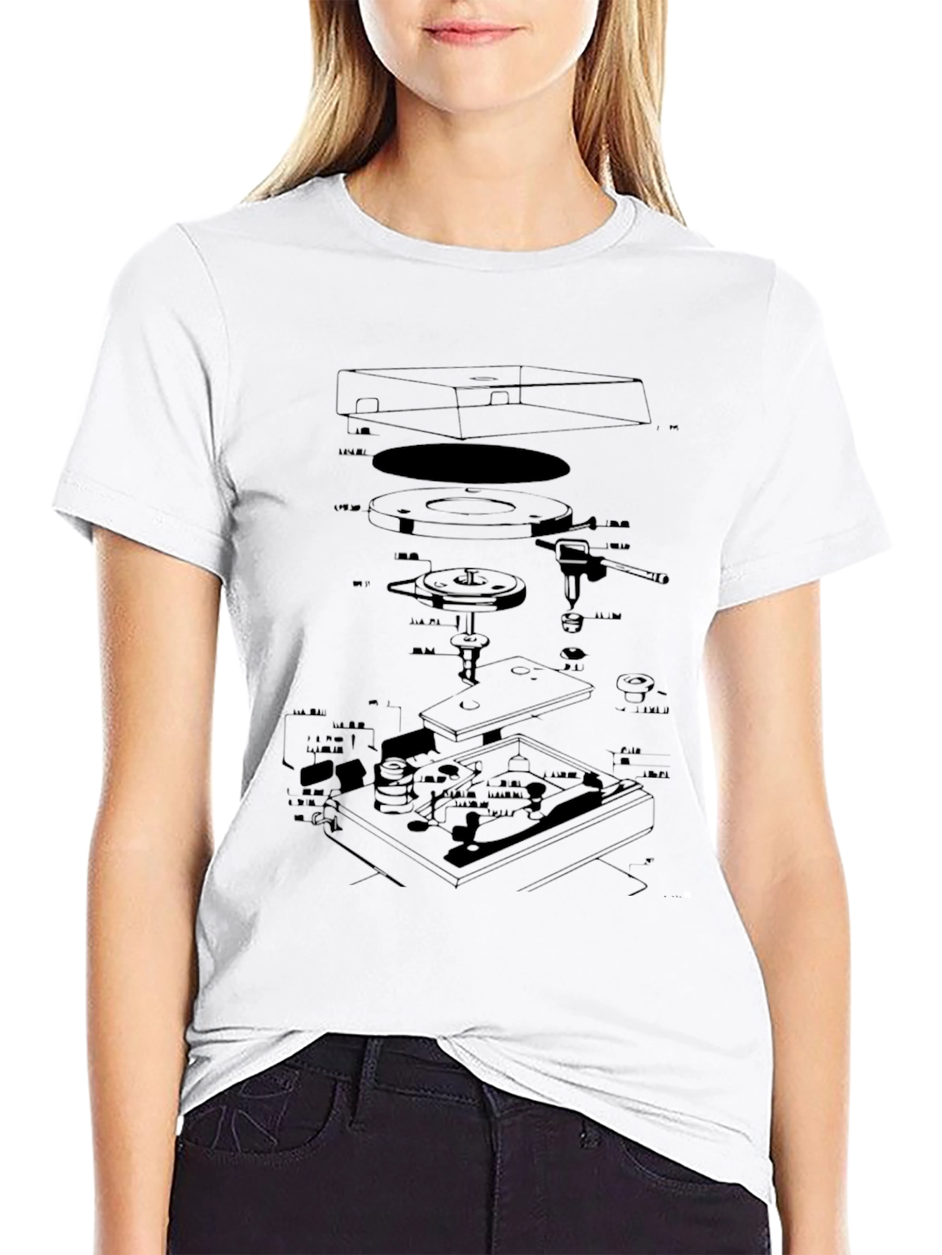 Turntable Schematic Black T-Shirt