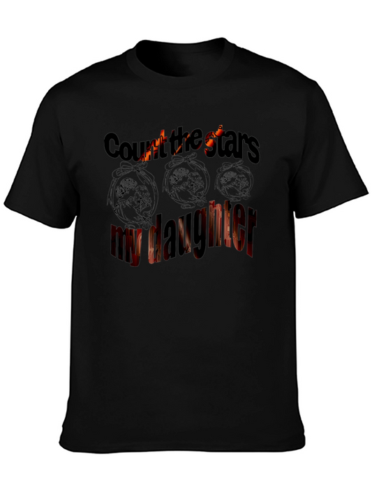 Count The Stars My Daughter Black T-Shirt