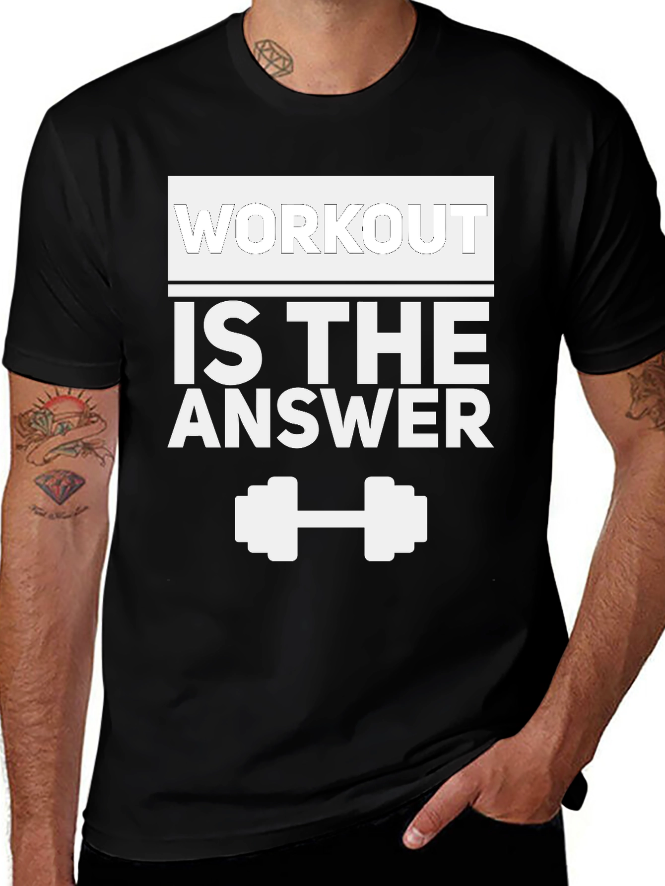 Workout is the Answer Black Graphic Tee