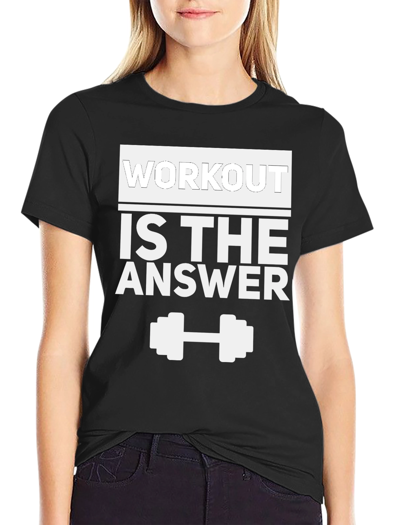 Workout is the Answer Black Graphic Tee