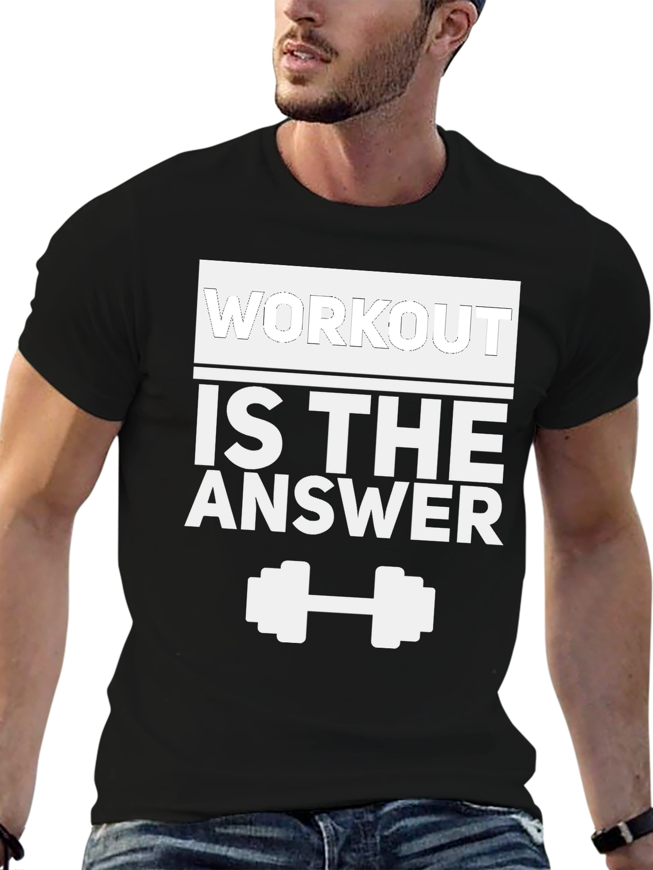 Workout is the Answer Black Graphic Tee