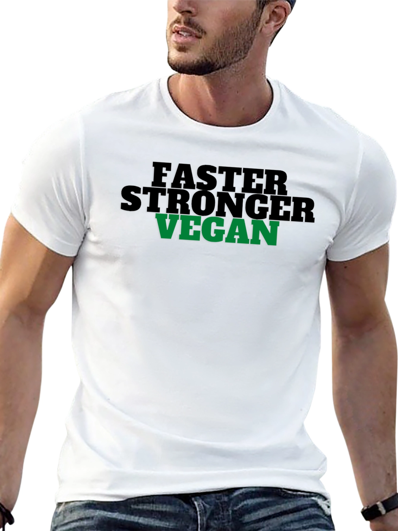 Vegan T-Shirt: Faster Stronger Vegan Graphic Tee