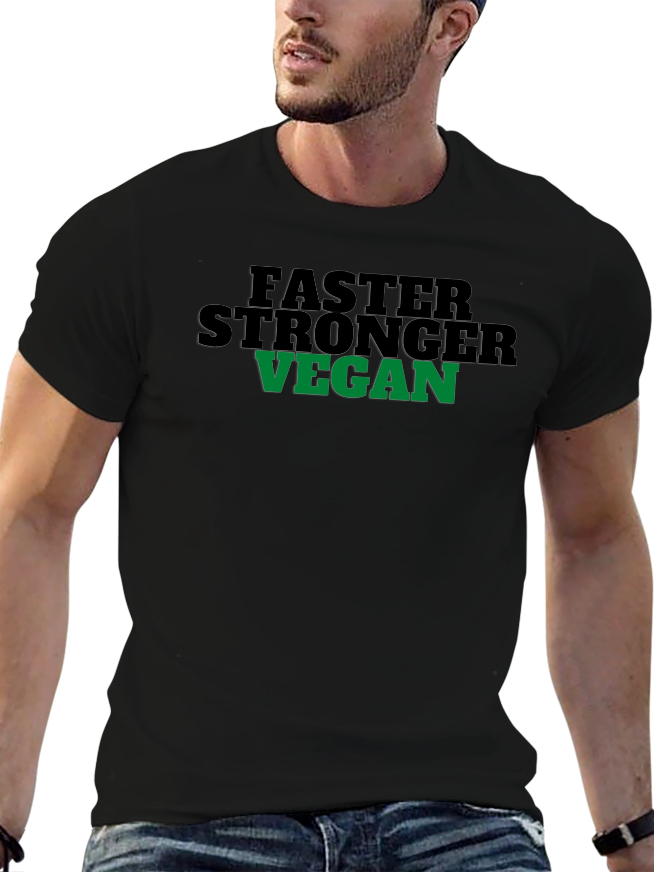 Vegan T-Shirt: Faster Stronger Vegan Graphic Tee