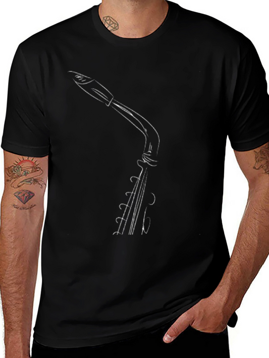 Saxophone Graphic Black Tee - Cool Music Lover T-Shirt