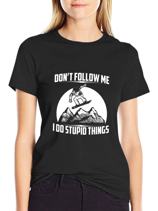 Dont Follow Me Black T-Shirt - Snowboarder Graphic Tee
