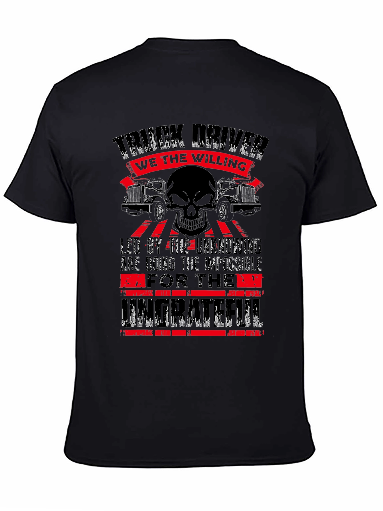 Truck Driver Skull Graphic T-Shirt