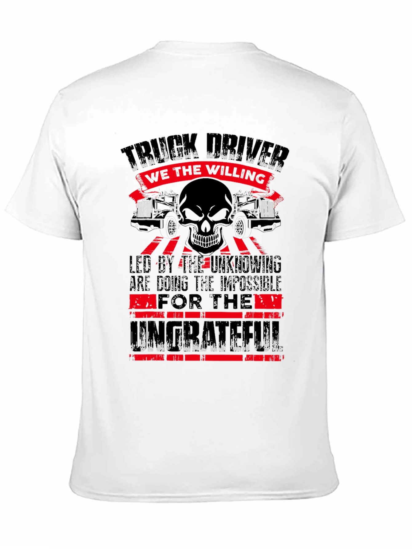 Truck Driver Skull Graphic T-Shirt