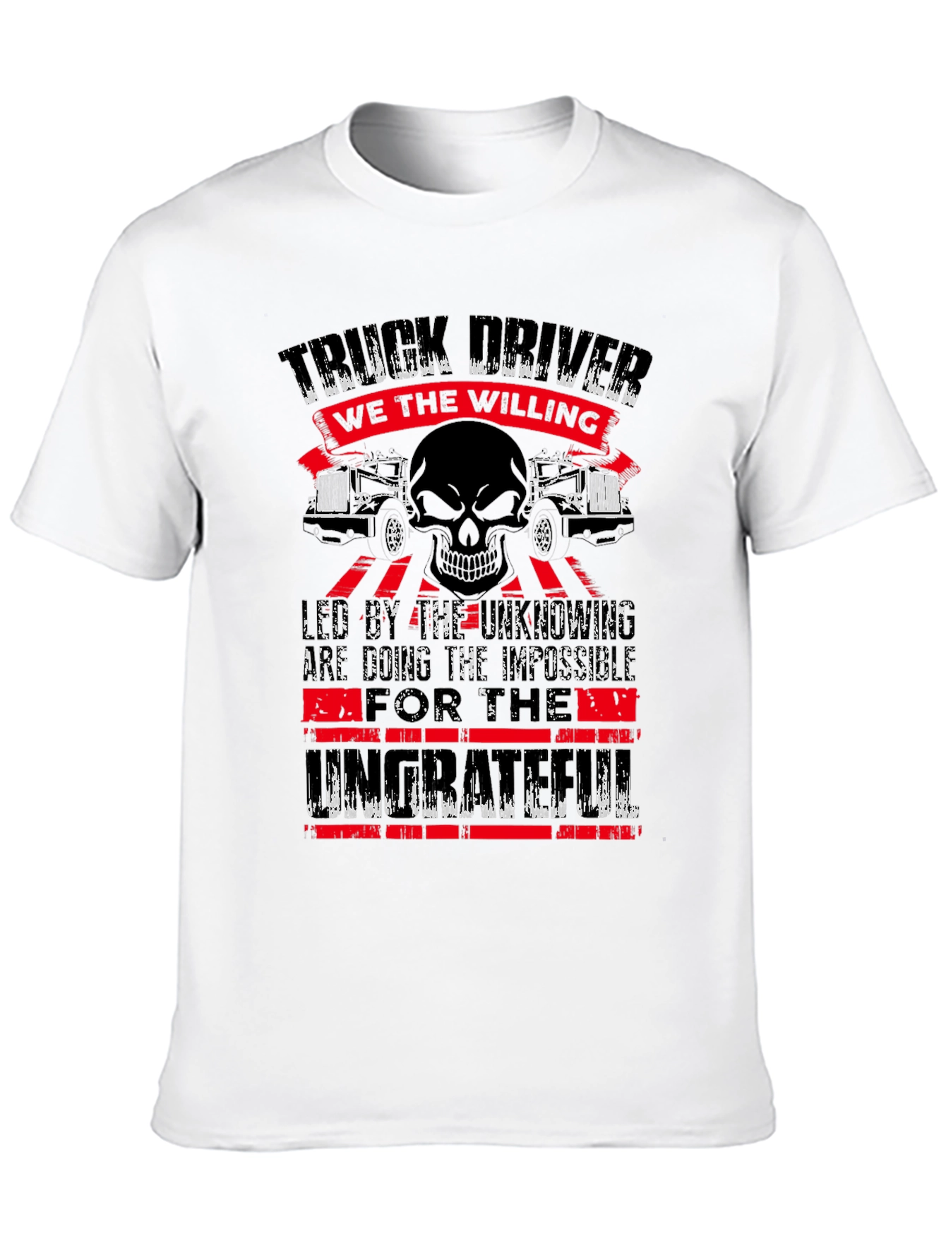 Truck Driver Skull Graphic T-Shirt