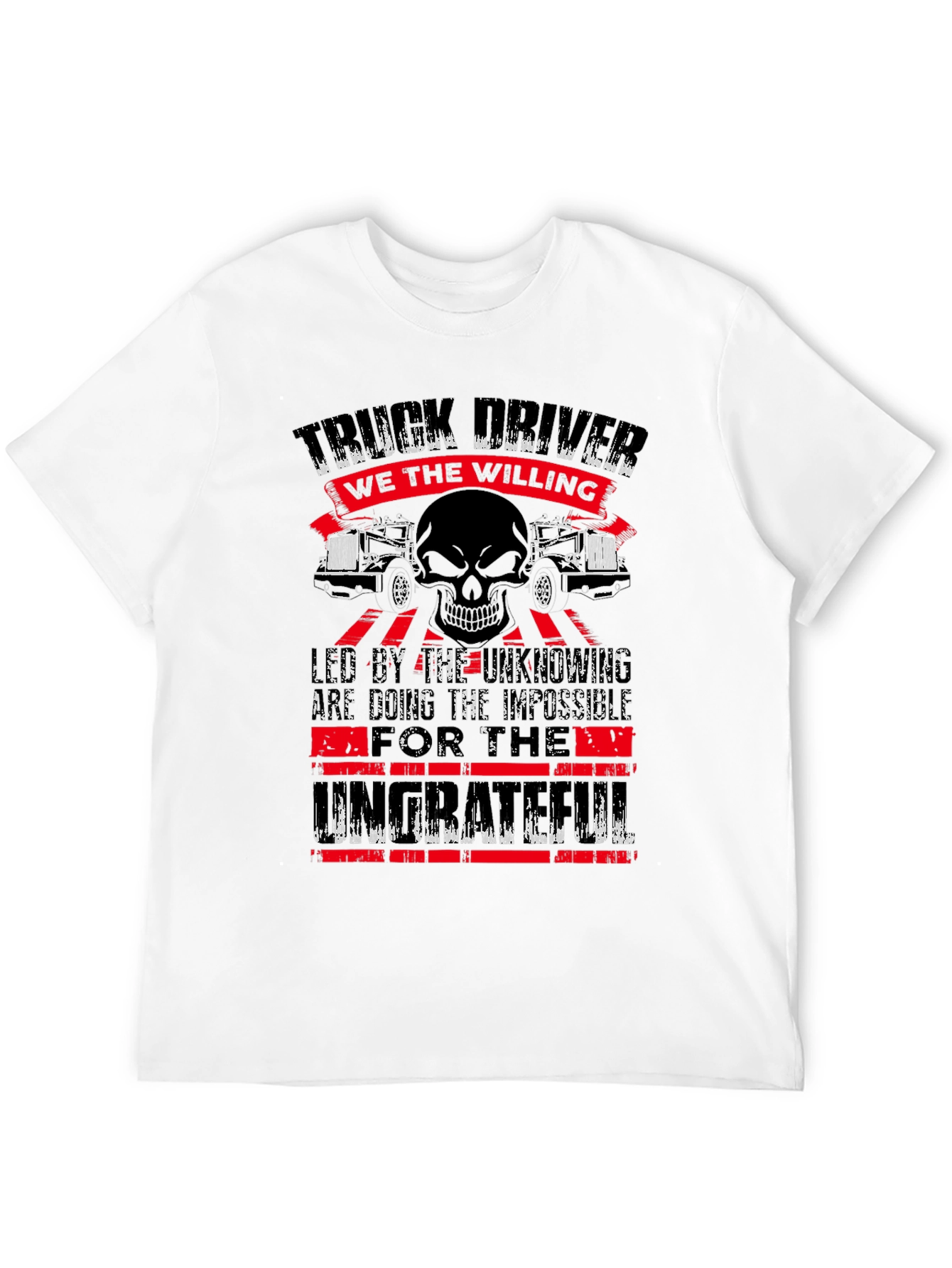 Truck Driver Skull Graphic T-Shirt