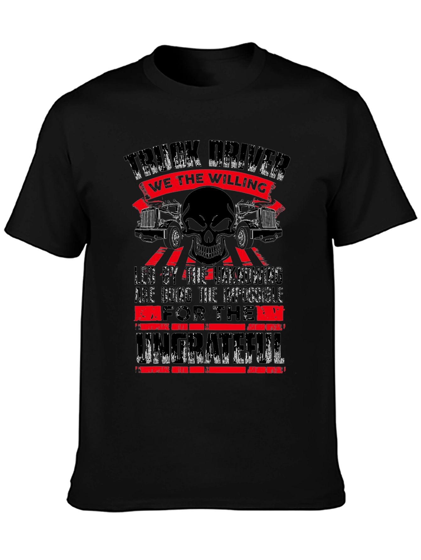 Truck Driver Skull Graphic T-Shirt