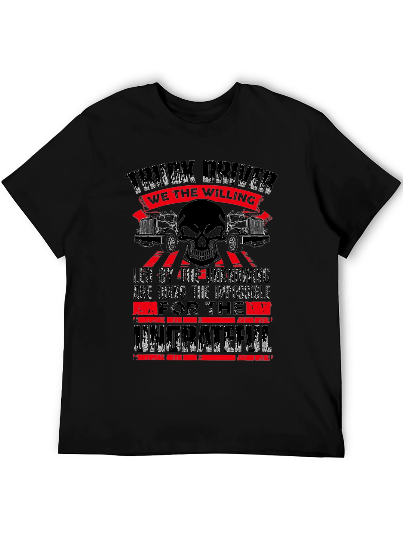 Truck Driver Skull Graphic T-Shirt