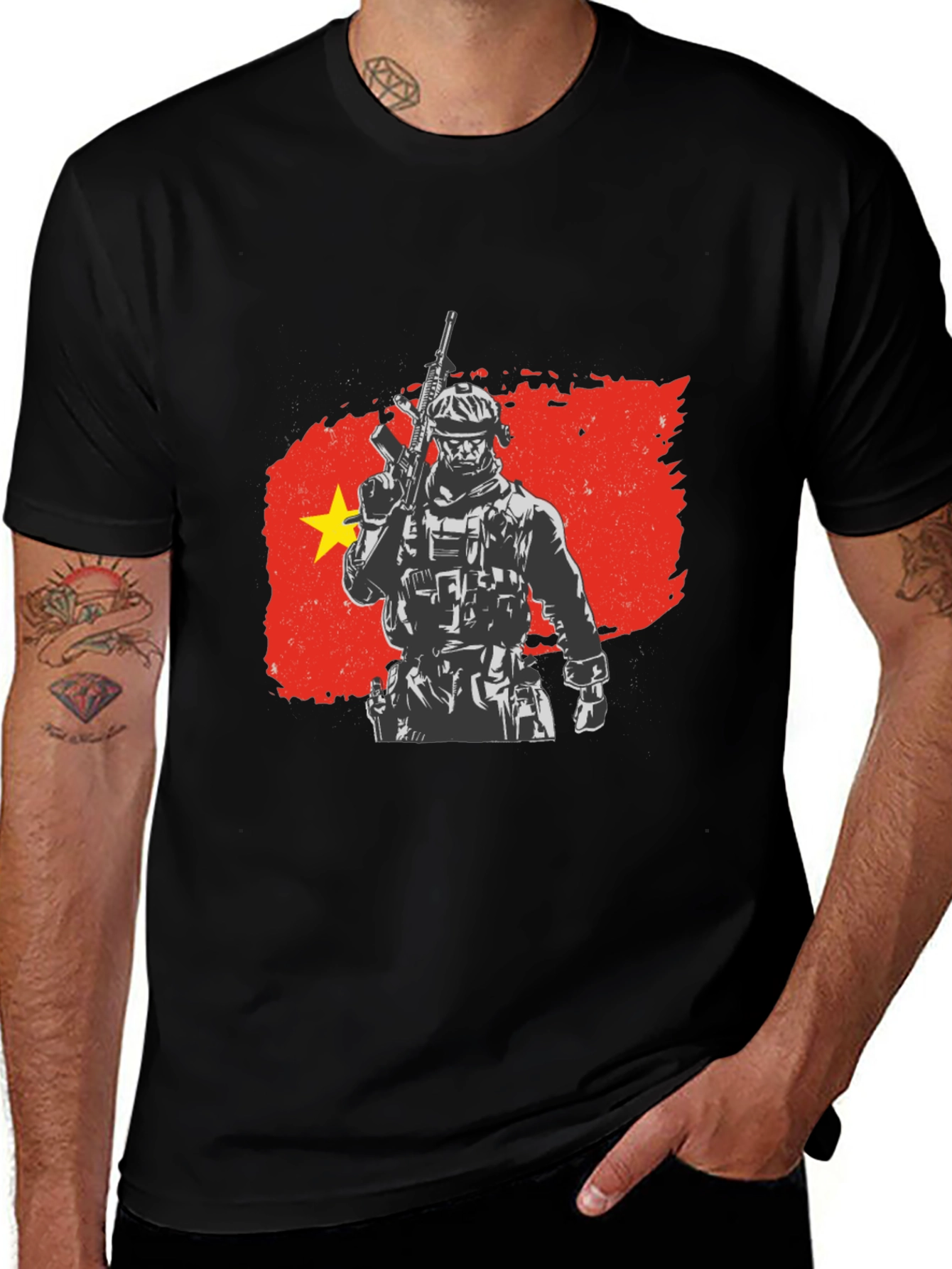 Vietnam Soldier Graphic Tee - Black