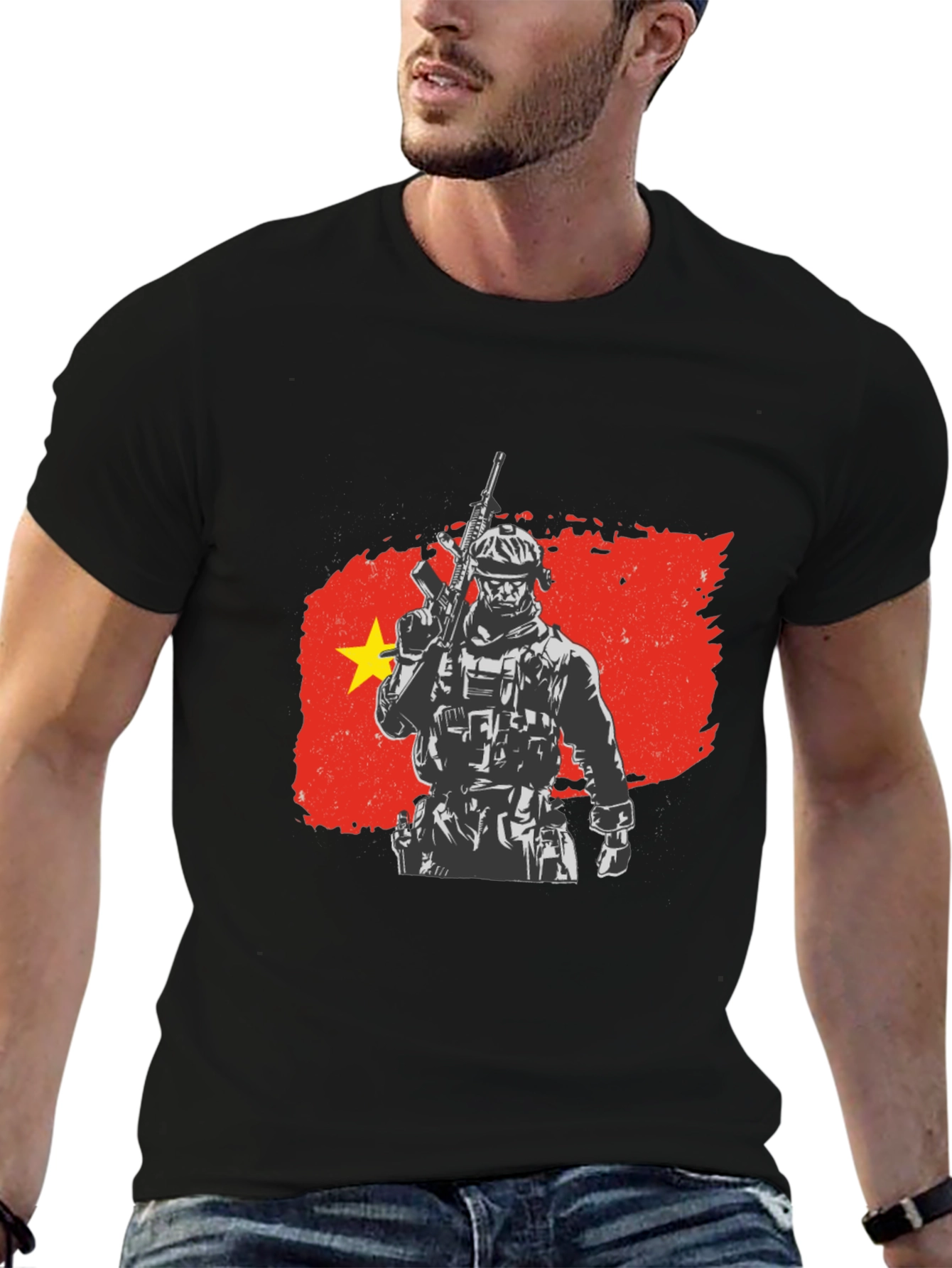Vietnam Soldier Graphic Tee - Black