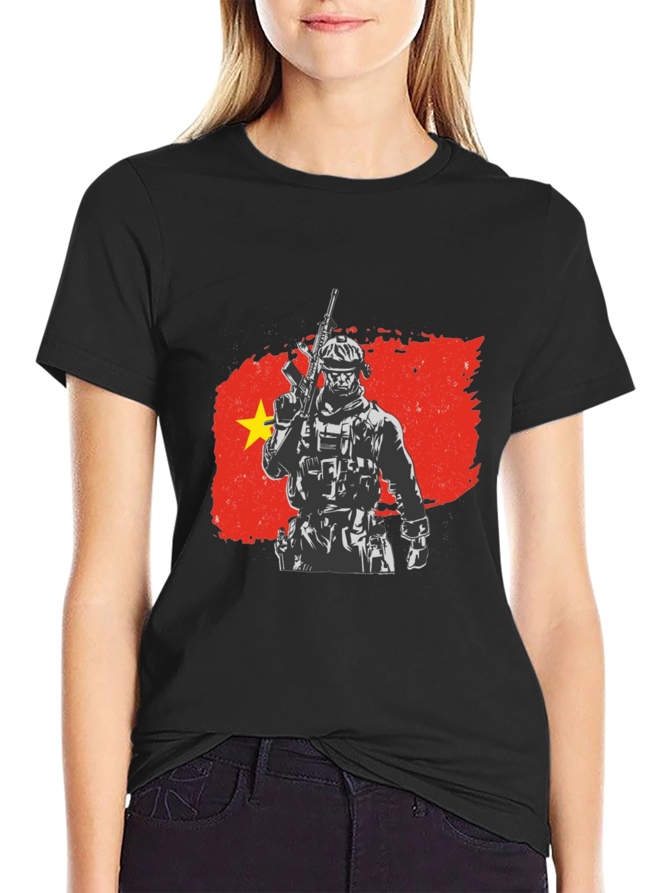 Vietnam Soldier Graphic Tee - Black