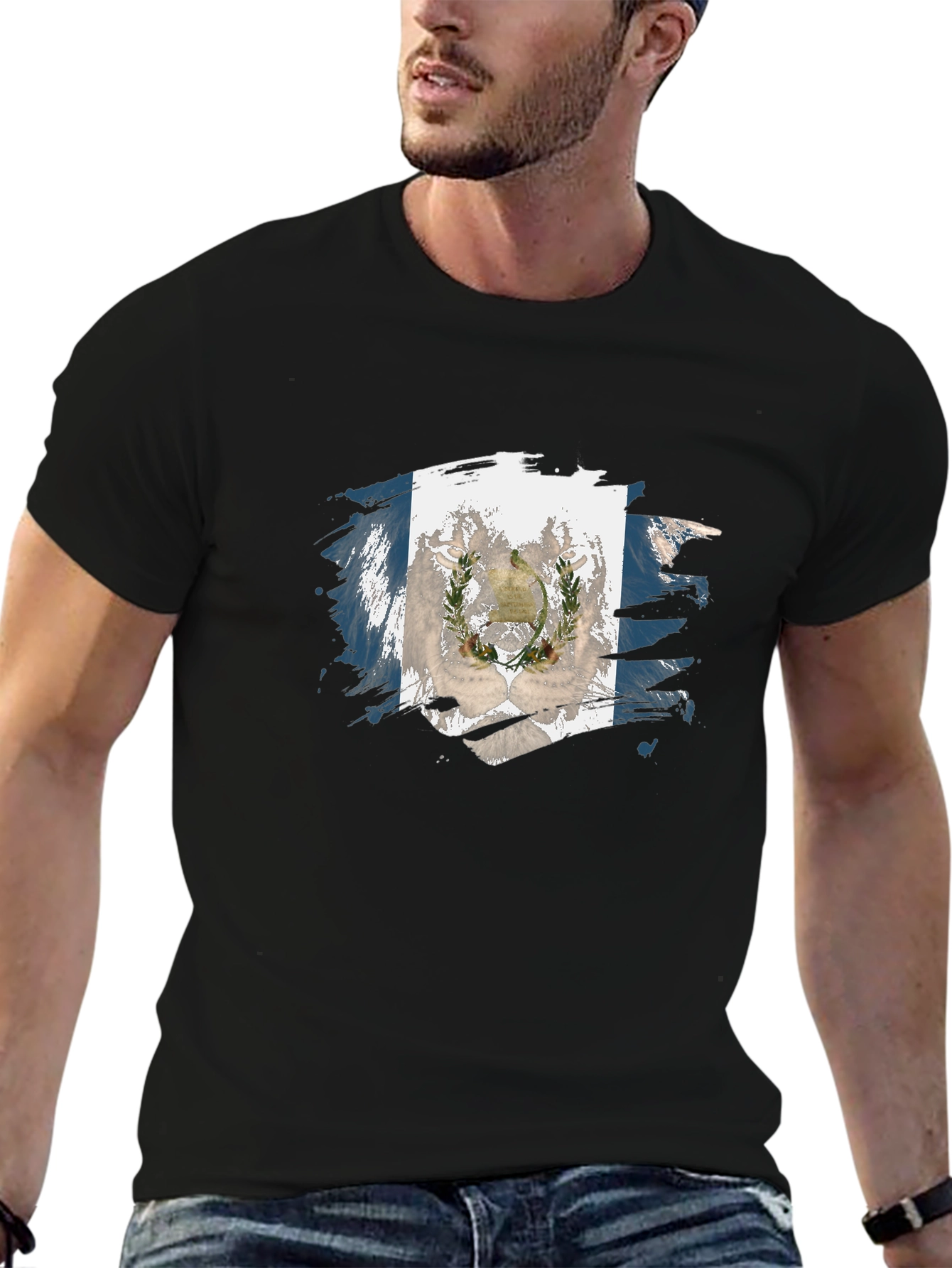 Guatemalan Flag Brush Stroke Graphic T-Shirt